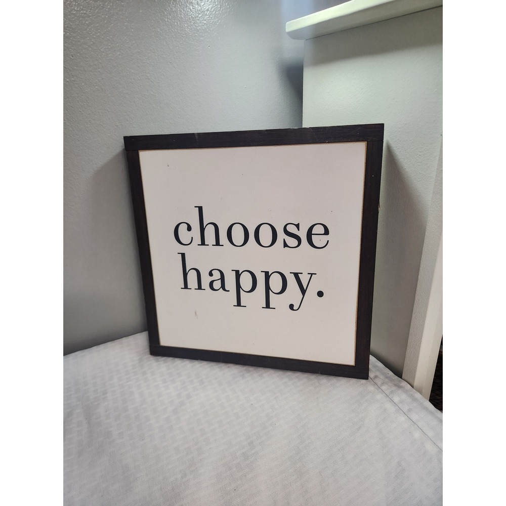 Vine & Branches Choose Happy Wooden Box Sign 12x12 Farmhouse Wall Decor